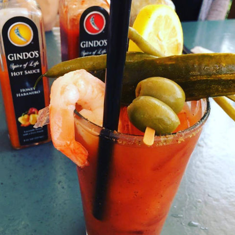 Bloody Mary with Gindo's Original and Gindo's Honey Habanero Hot Sauce