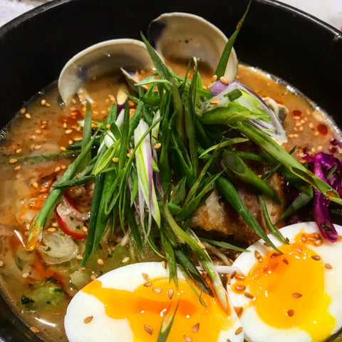 Late night ramen with soy, sesame and Gindo's Hot Sauce