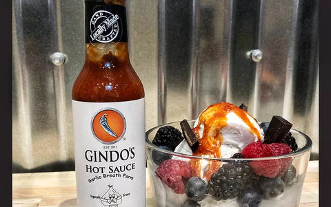 Gindo's Hot Sauce and Garlic Breath Farm collaboration, Black Garlic Sweet Heat Ice Cream recipe.