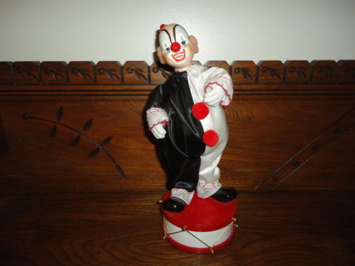 wind up musical porcelain clown doll