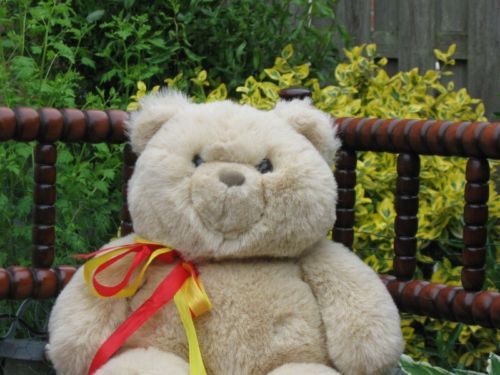 Bibib Holland Beige Sitting Teddy Bear Stuffed Plush Chubby RARE