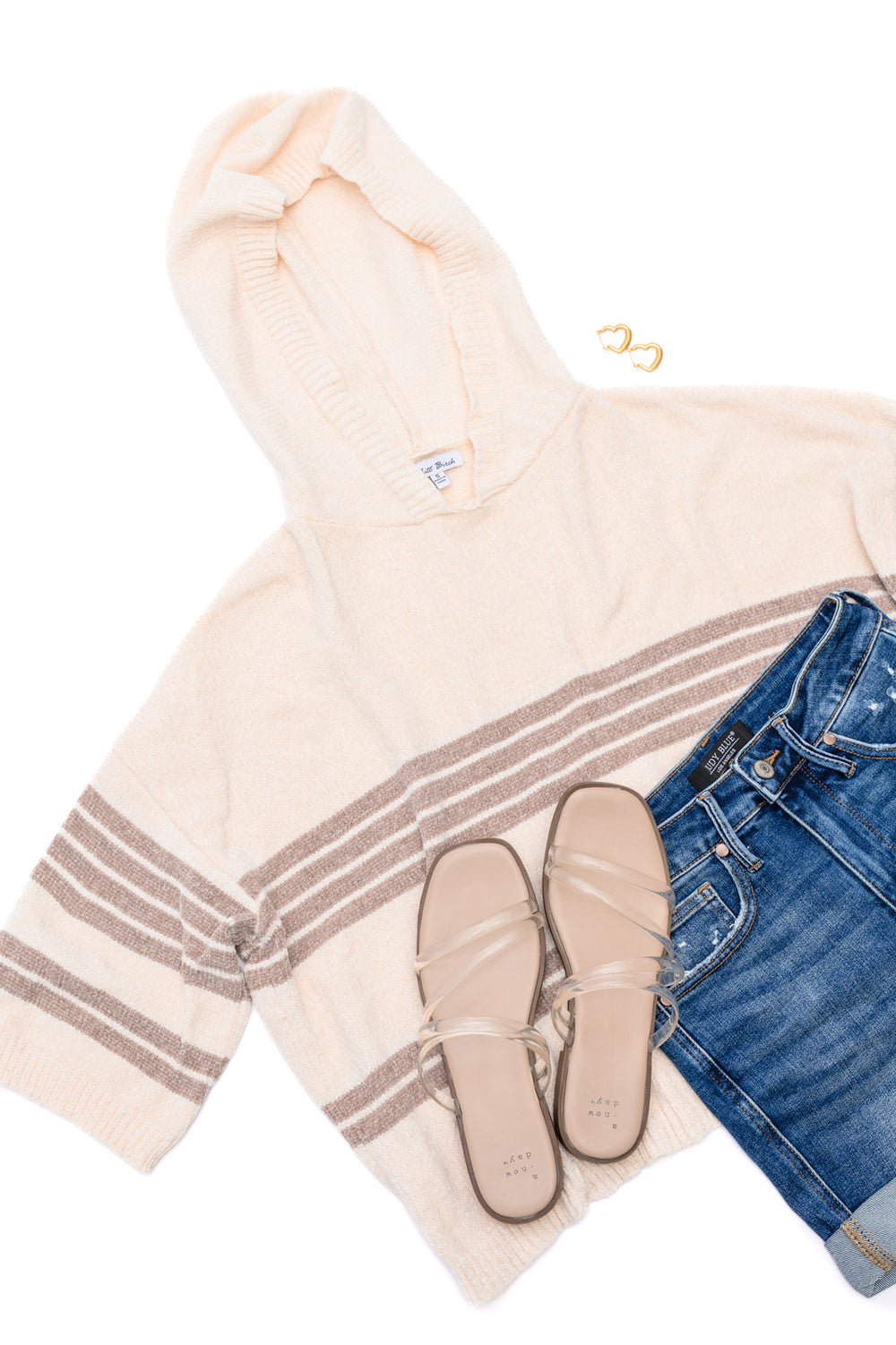 Don't Forget the Cold Foam Striped Hoodie flatlay