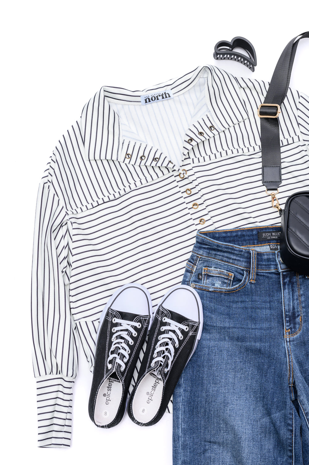 Striped Serendipity Pullover flatlay