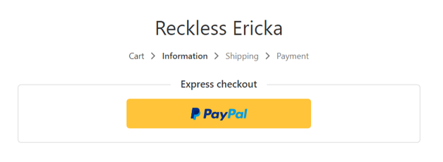 Reckless Ericka. Express Checkout page