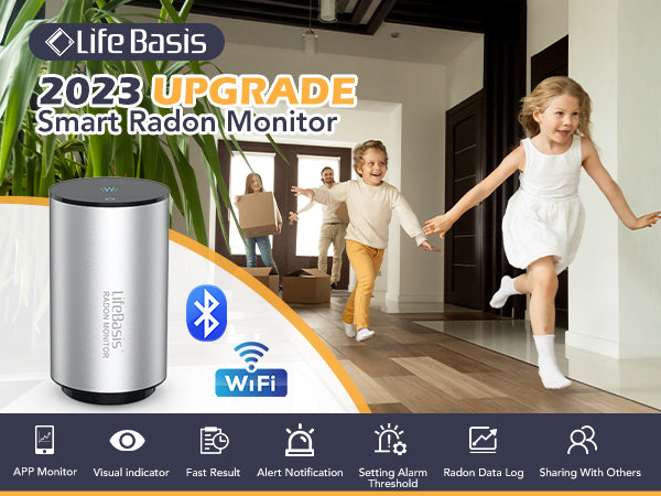 LifeBasis Medidor Radon Detector de Gas Detector de Radón Inalámbrico con  Pantalla para Monitorear a Largo y Corto Plazo Medidor Calidad Aire Medidor  de Radón para Sótano, Oficina, Hogar - Blanco 