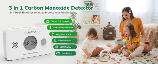 LifeBasis 3 in 1 Carbon Monoxide Detector