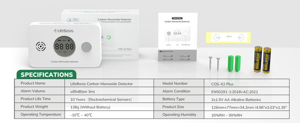 LifeBasis 3 in 1 Carbon Monoxide Detector