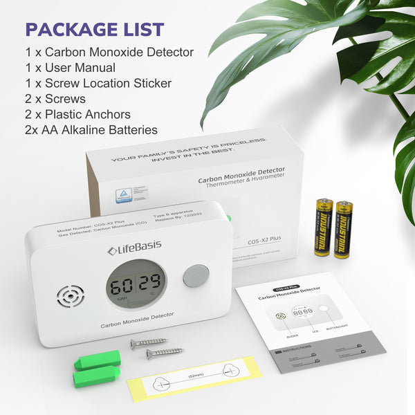 LifeBasis 3-in-1 Carbon Monoxide Detector