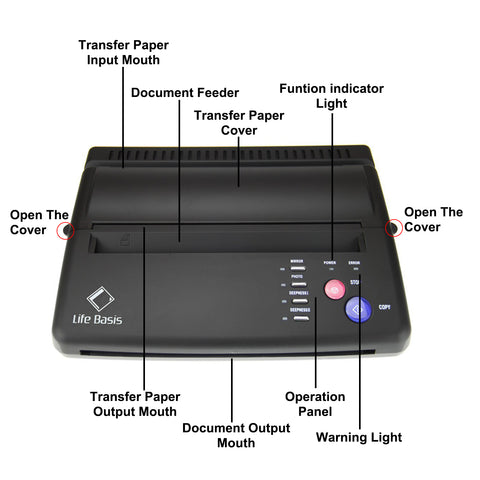 LifeBasis Tattoo Transfer Stencil Machine Professional Thermal Tattoo  Stencil Printer with Tattoo Transfer Paper 20 Sheets Tattoo Printer Kit for  Men