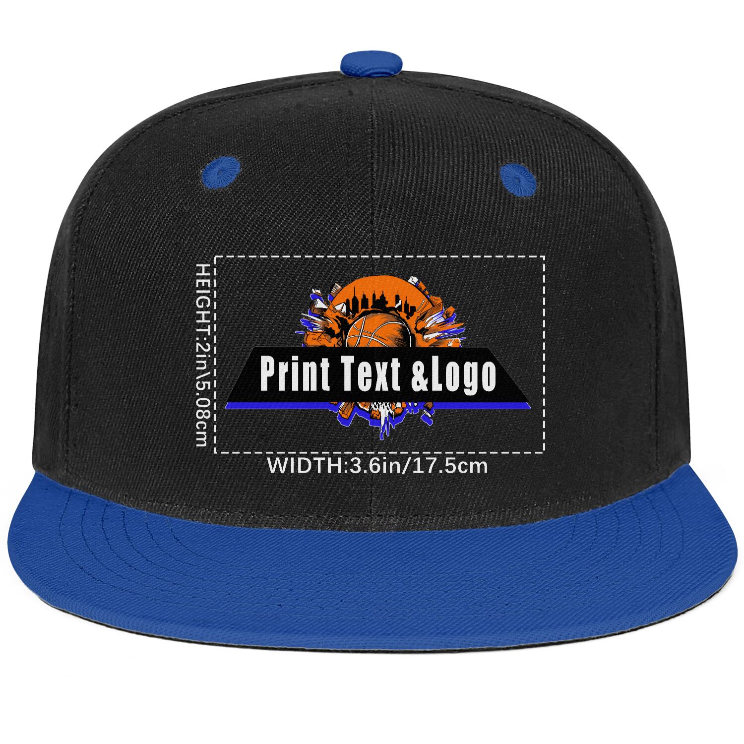 Custom Blue Top Contrast Flat Brim Cap Personalize Your Style