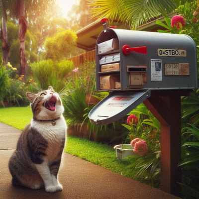 Cat waaiting by the postbox