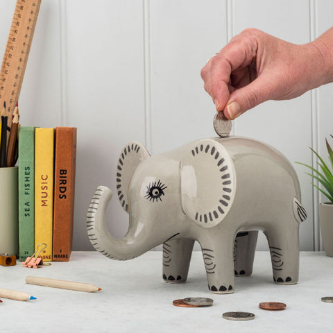 Elephant money box piggy bank by Hannah Turner