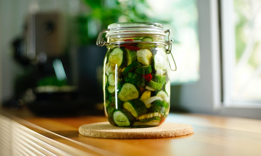 food waste hack showing limp vegetable being pickled to prolong life