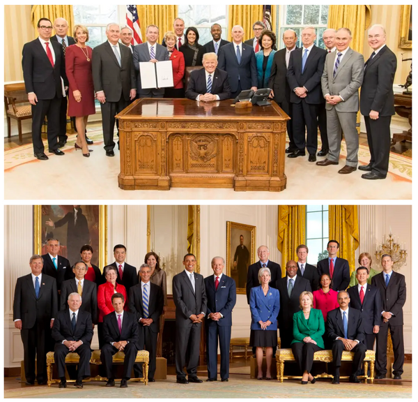 Trump’s 2017 cabinet compared to Obama’s in 2009