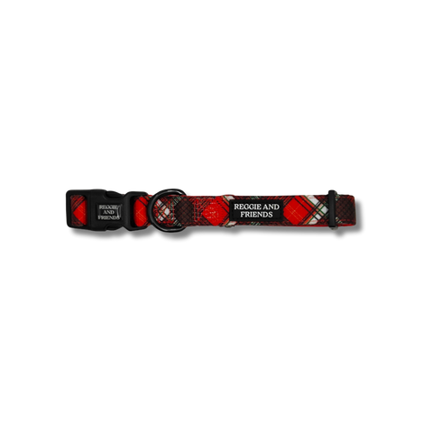 Red Tartan Pet Collar - Reggie and Friends