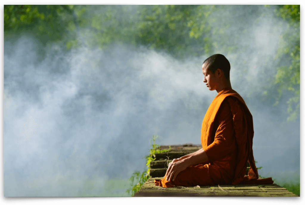 <br>buddhist monk meditation 