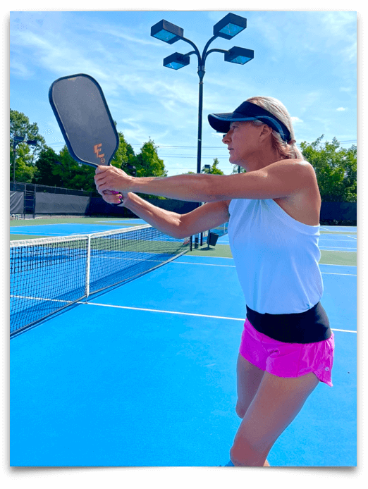 Lizl Kotz professional pickleball player hitting backhand drive