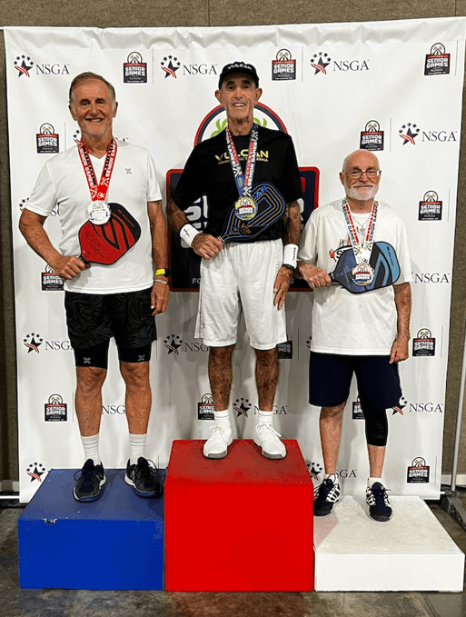 Peter Popovich winning Silver medal at the National Senior Games, Pickleball<br>