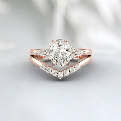 Oval Engagement Vintage Unique Cluster Engagement Ring Sets For Women