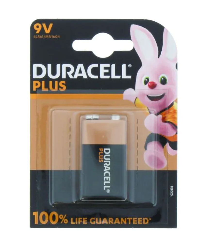  Duracell 9V Plus 100% Power 1PK x6 