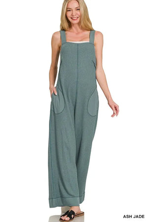 Waffle Wide Leg Overalls - TiffanyAtoya