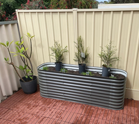 raised garden bed on pavers