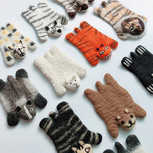 Cute Handmade Wool Felt Animal Kitty Cat Cup Coasters Made in Nepal –  Olie's Gift & Ship