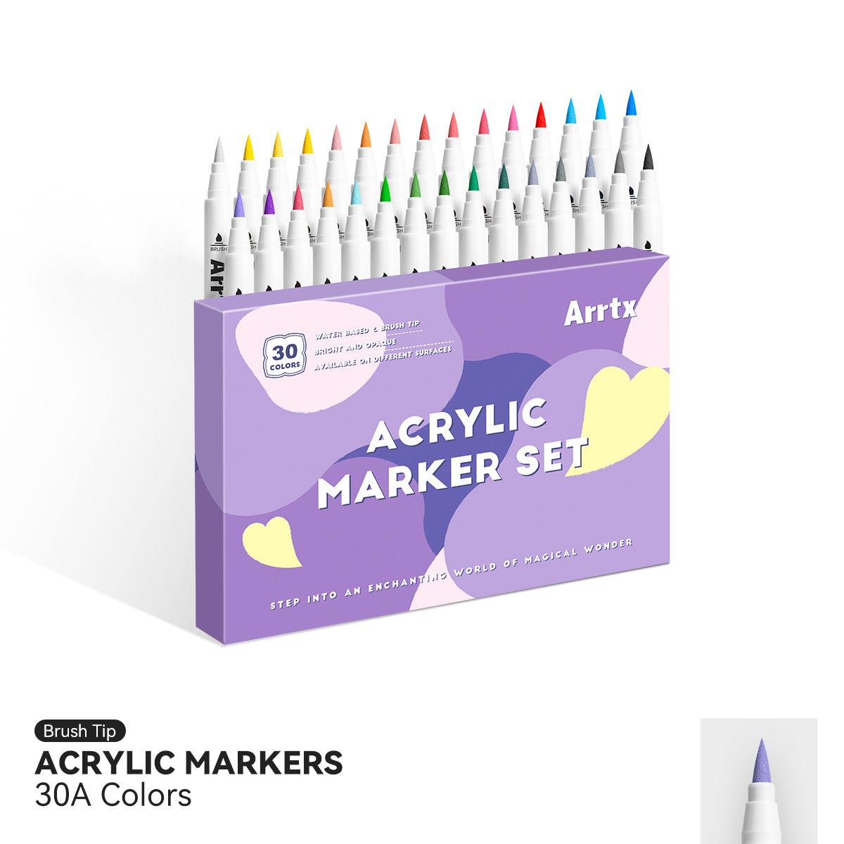 Arrtx 32 Colors Acrylic Marker, Brush Tip and Fine Tip (Dual Tip) – ArrtxArt