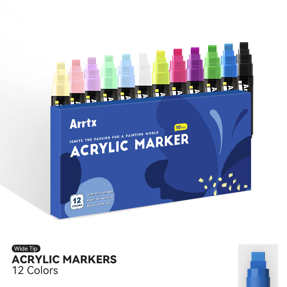 Double-sided Marker Pens ARRTX Oros, 24 Colours, blue tone shade