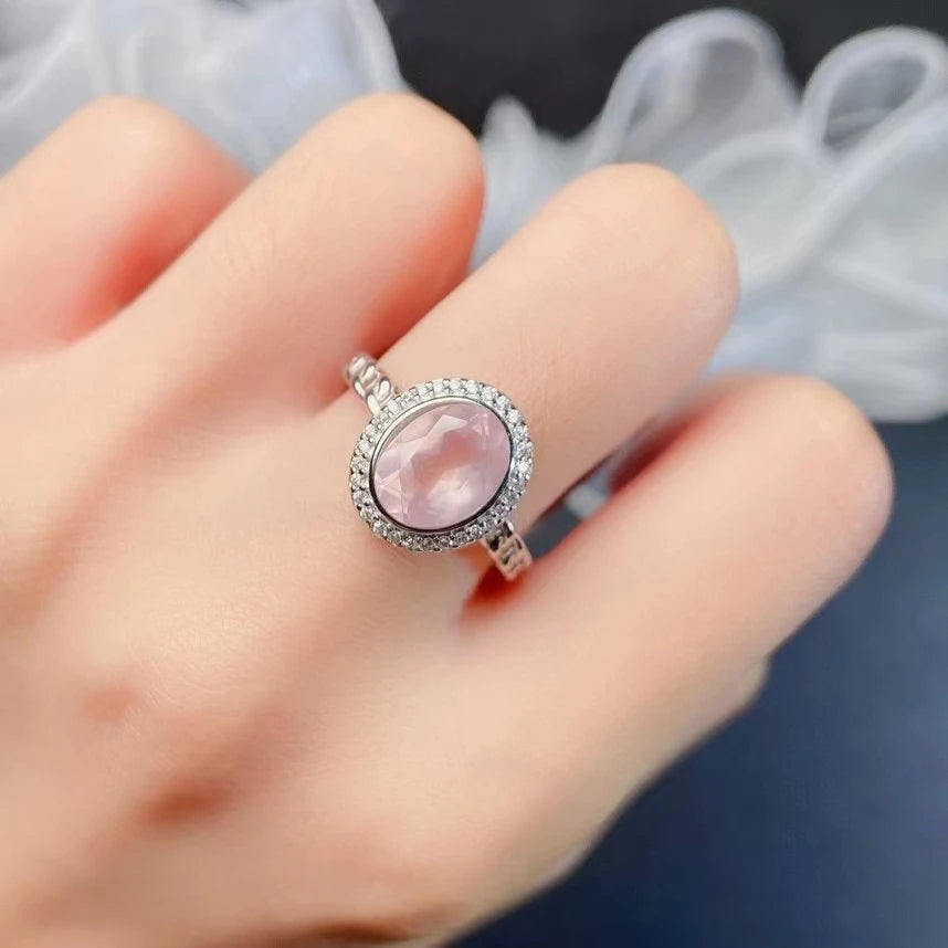 Bague | Quartz Rose ovale à facettes