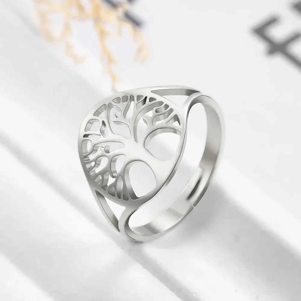 bague arbre de vie argent acier inoxydable