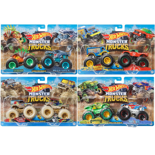 Hot Wheels Monster Truck Plus Car 1:64 Scale Vehicle 2-Pack 2024 Mix 1 –  Hot Match Collectables