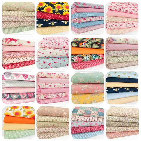 A collection of fat quarter bundles in floral designs