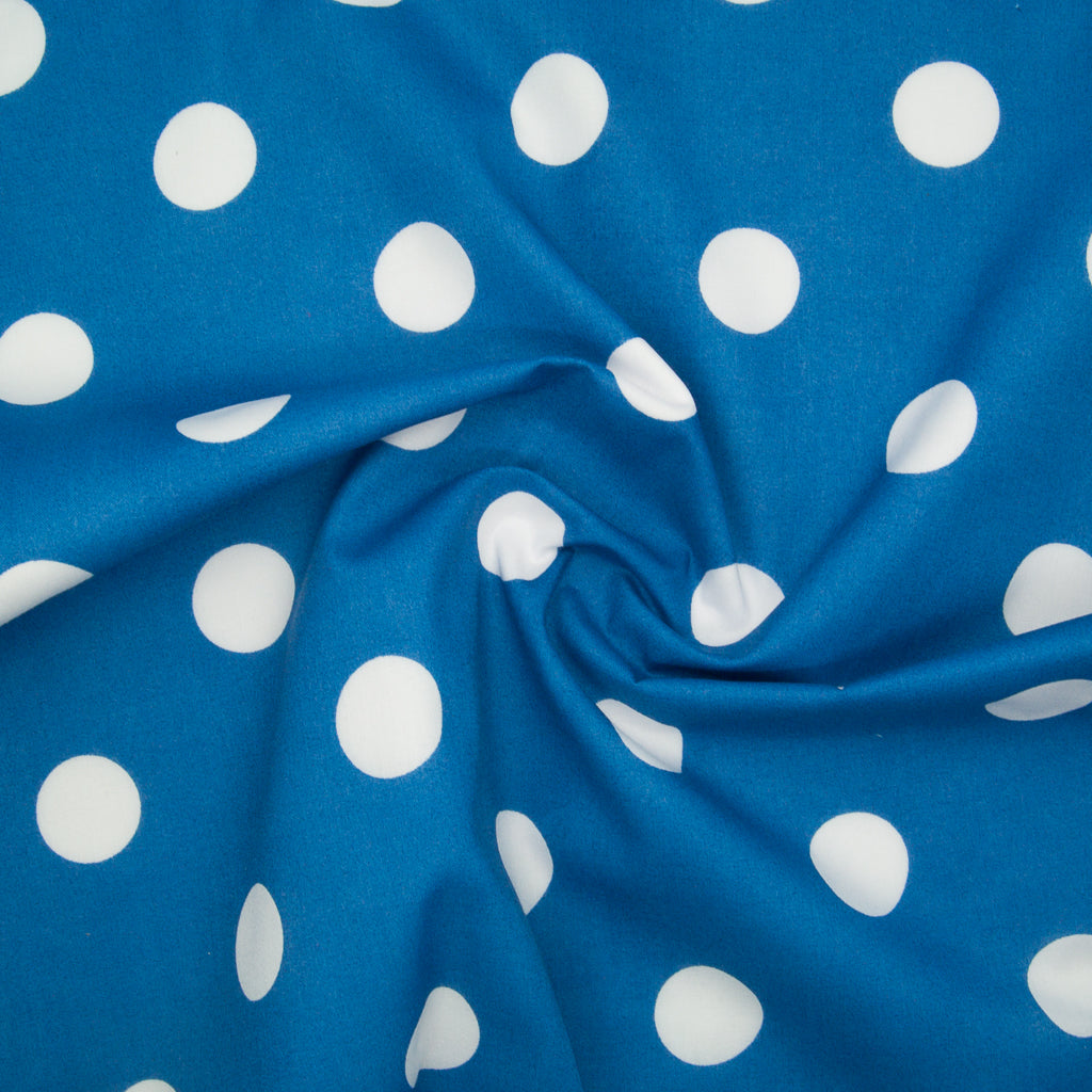 Large White Spots on Royal Blue - 25mm Spot - Polycotton – Fabric Love