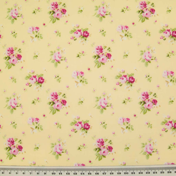 Rose & Hubble Cotton Fabric - Vintage Ditsy Floral Rose - Yellow - UK –  Fabric Love