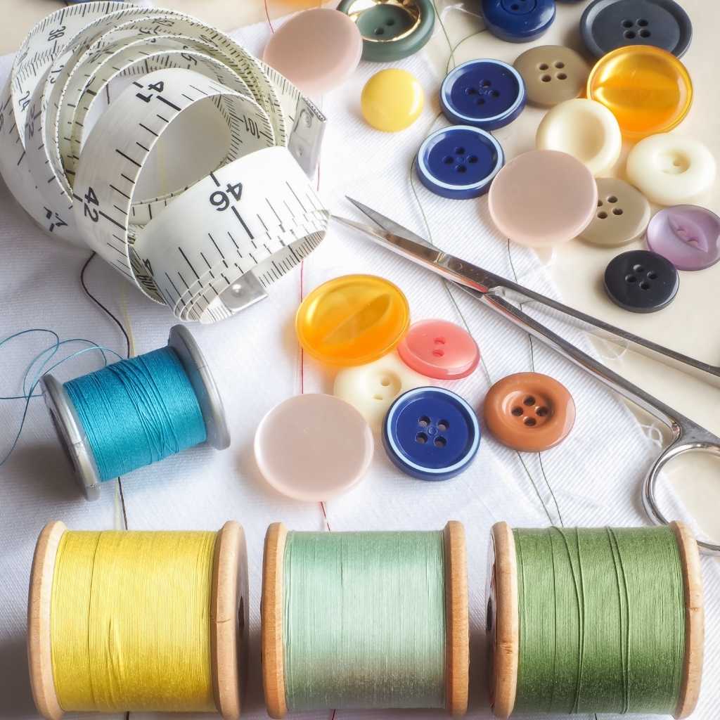 A table of haberdashery items