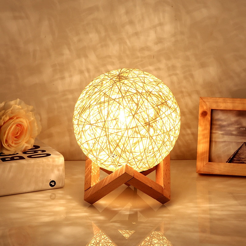 Rattan Ball Moonlight Table Lamp