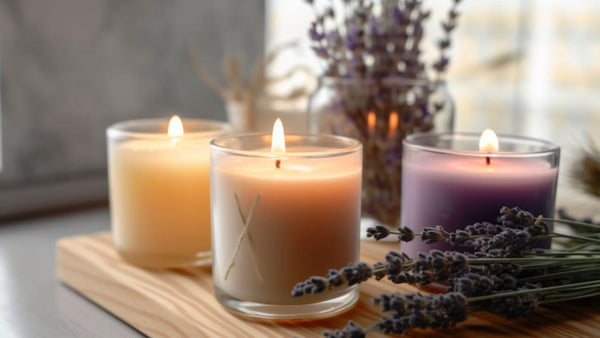 3 lit scented candles
