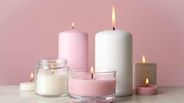 various candle types burning