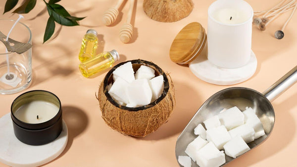 coconut wax and candles on a table