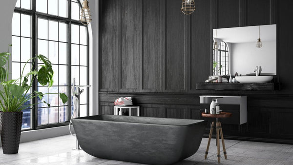 a gorgeous grey bathroom