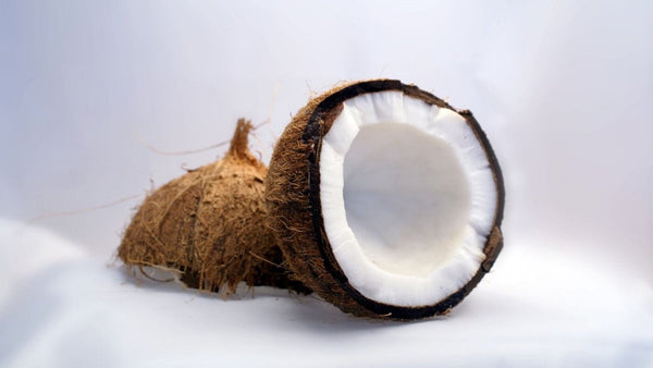 a split open coconut