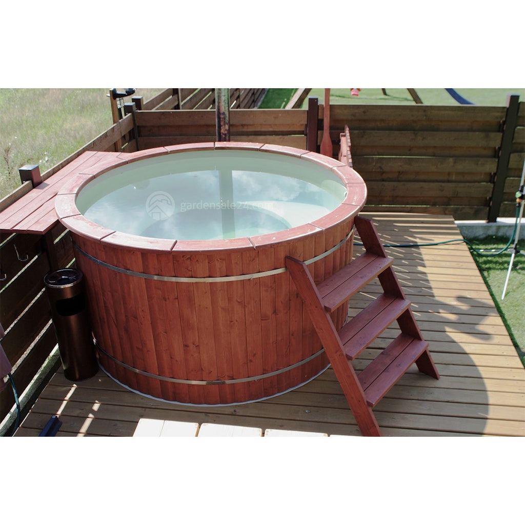 Jacuzzi Cuadrado Madera con Escalas  Hot tub garden, Hot tub deck, Hot tub  designs