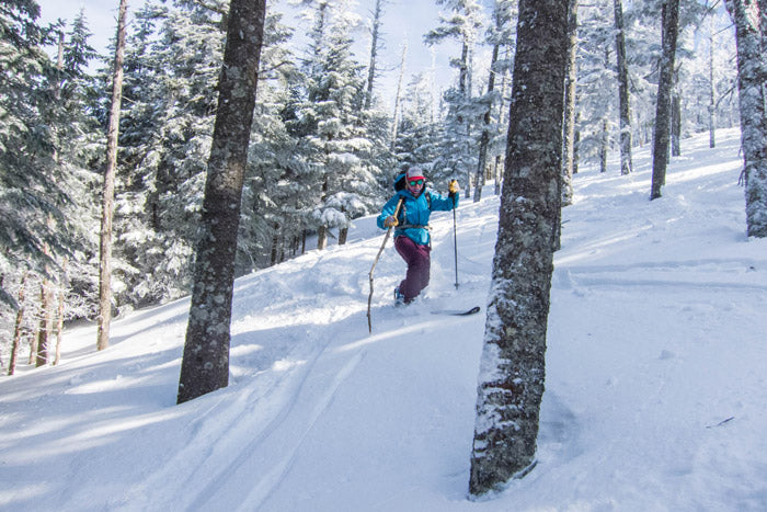 Backcountry skiing Saddleback Mountain