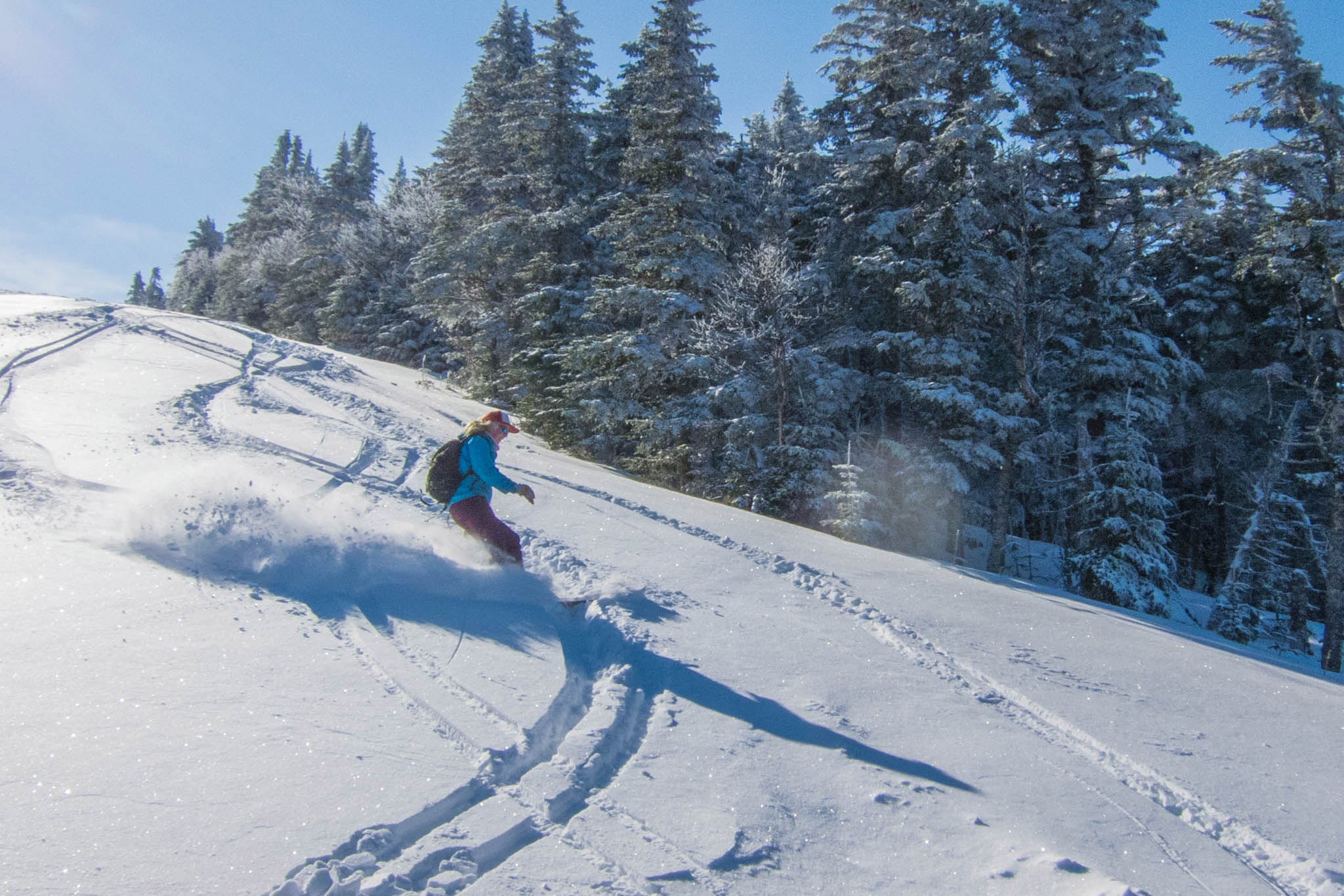 Backcountry skiing Saddleback Mountain