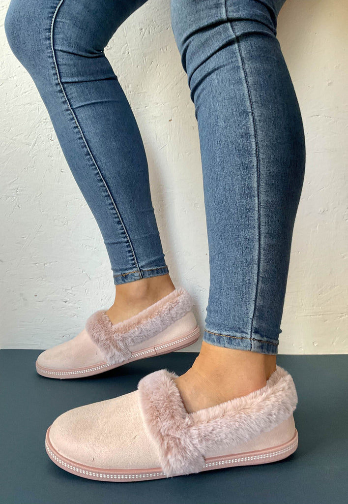 pink skechers slippers