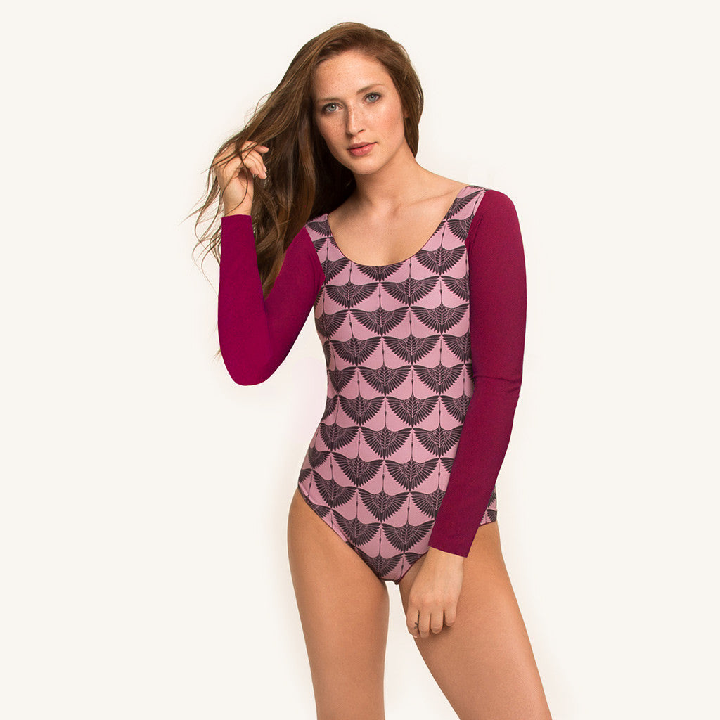 Chlorine Resistant Long Sleeve One Piece Swimsuit