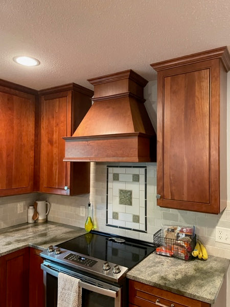 Cherry kitchen cabinets before transformation