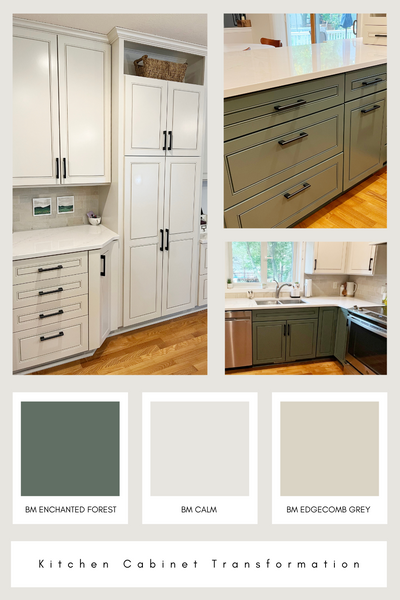Kitchen Transformation Color Palette of Green and light cream