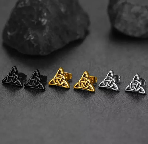 Celtic Knot Triquetra Stud Earrings Stainless Steel